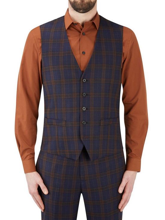 front image of skopes-ramsay-5-button-bold-check-waistcoat-navyrust
