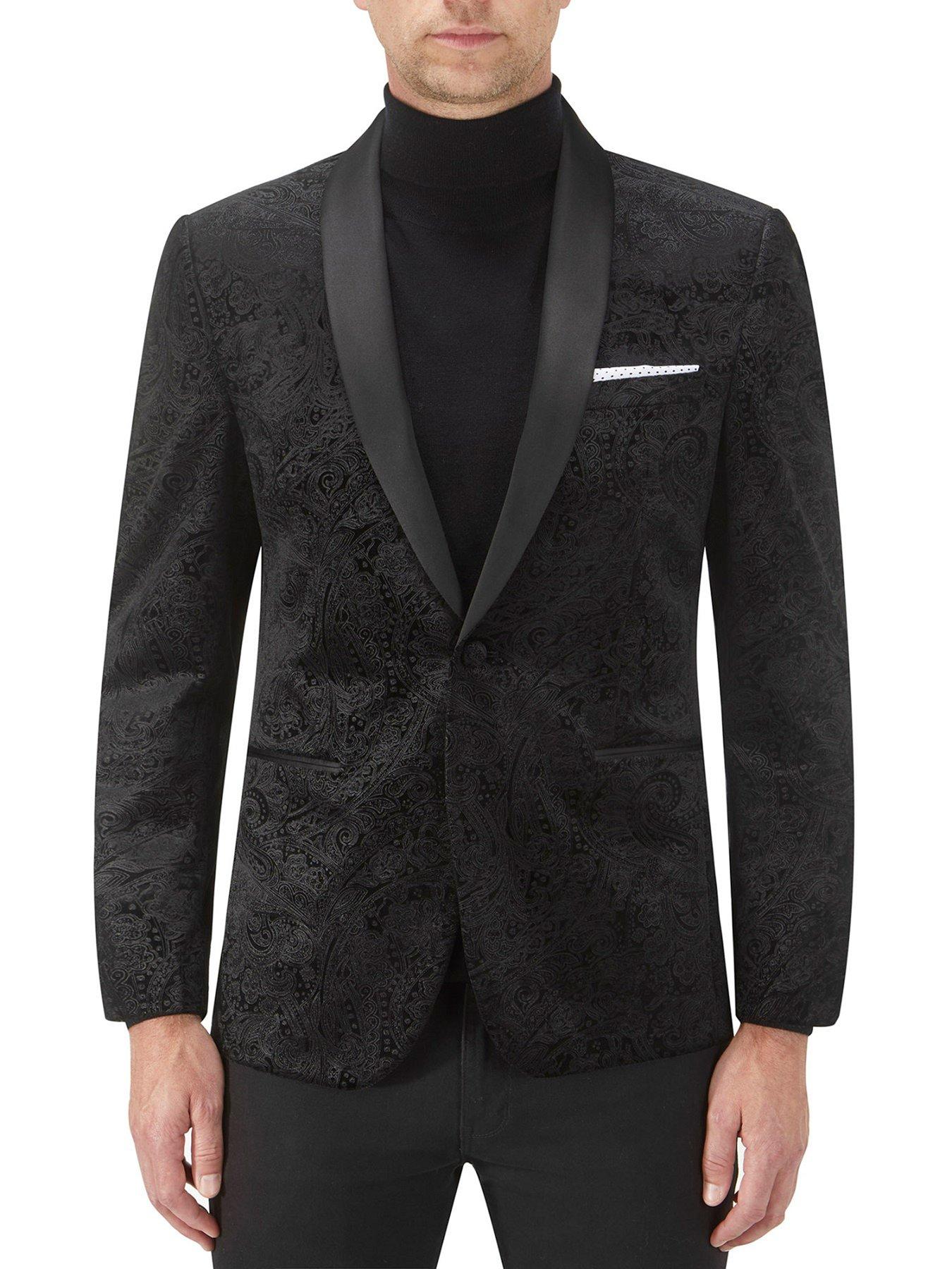 Skopes Westwood Tailored Fit Velvet Tuxedo Jacket - Black