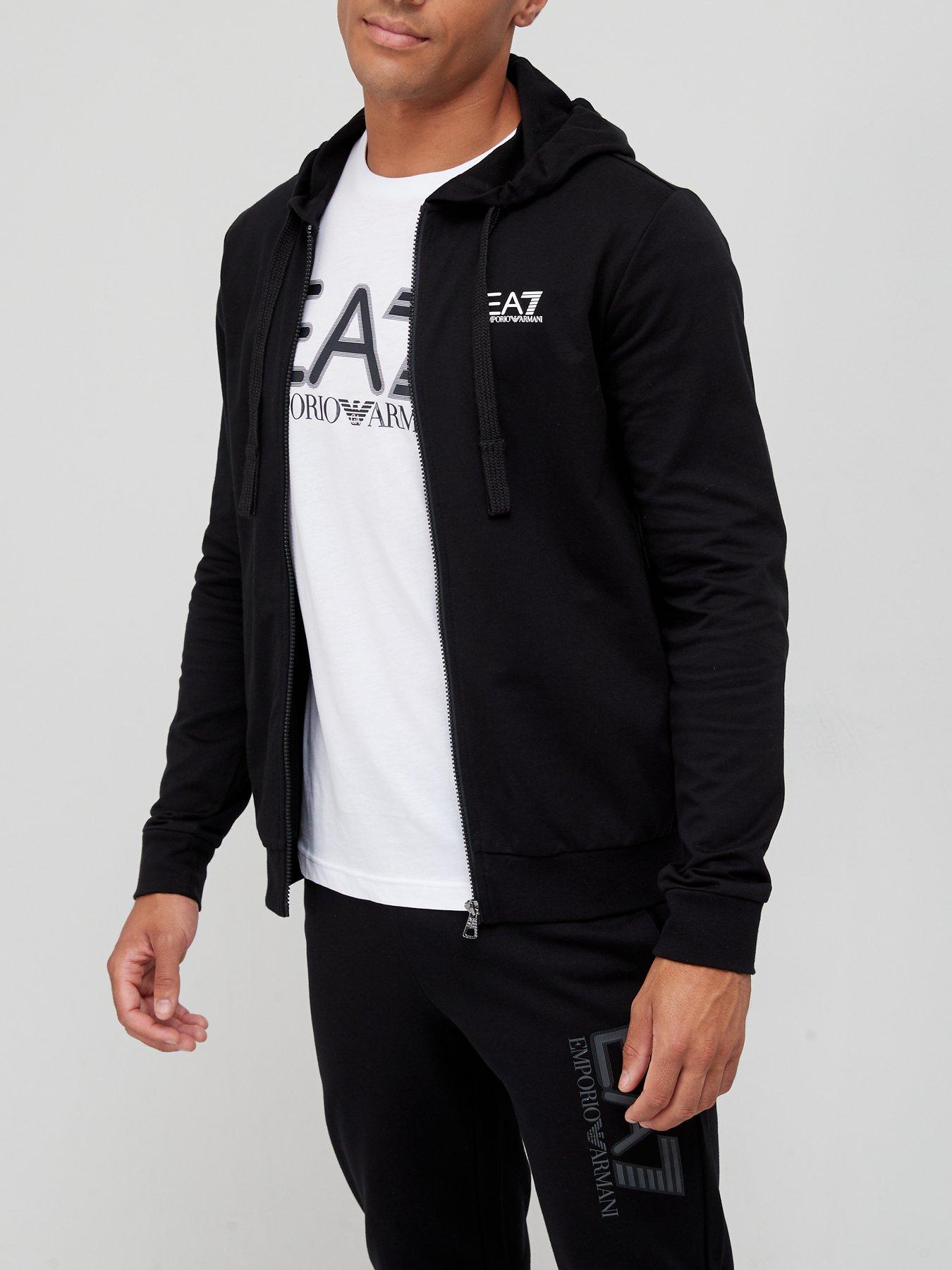 Black armani hoodie hotsell