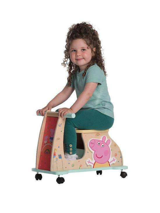 back image of peppa-pig-wooden-ride-on-scooter