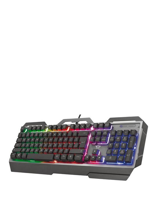 front image of trust-gxt856-torac-gaming-keyboard-with-dedicated-game-mode