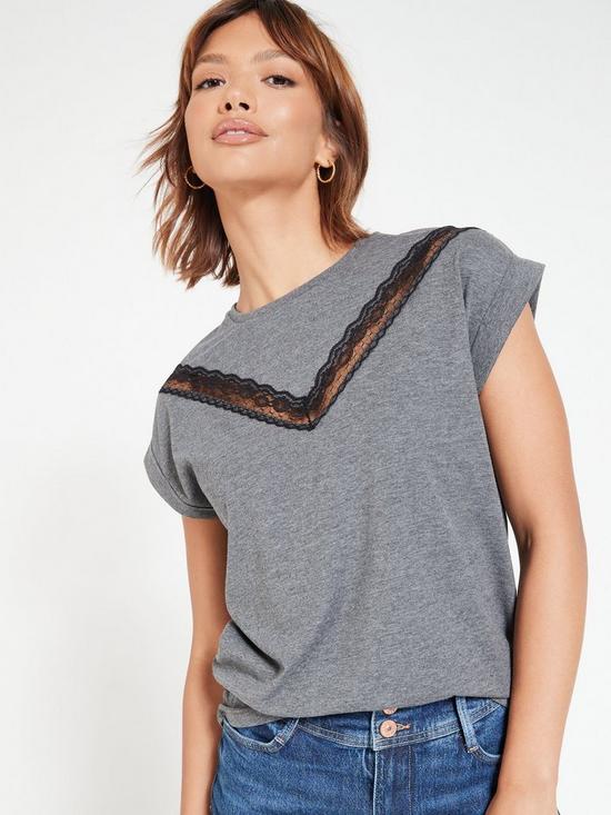 front image of v-by-very-lace-trim-t-shirt-charcoal