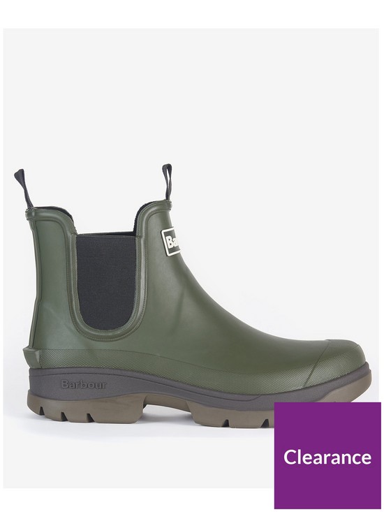 front image of barbour-nimbus-chelsea-rubber-boots-olive