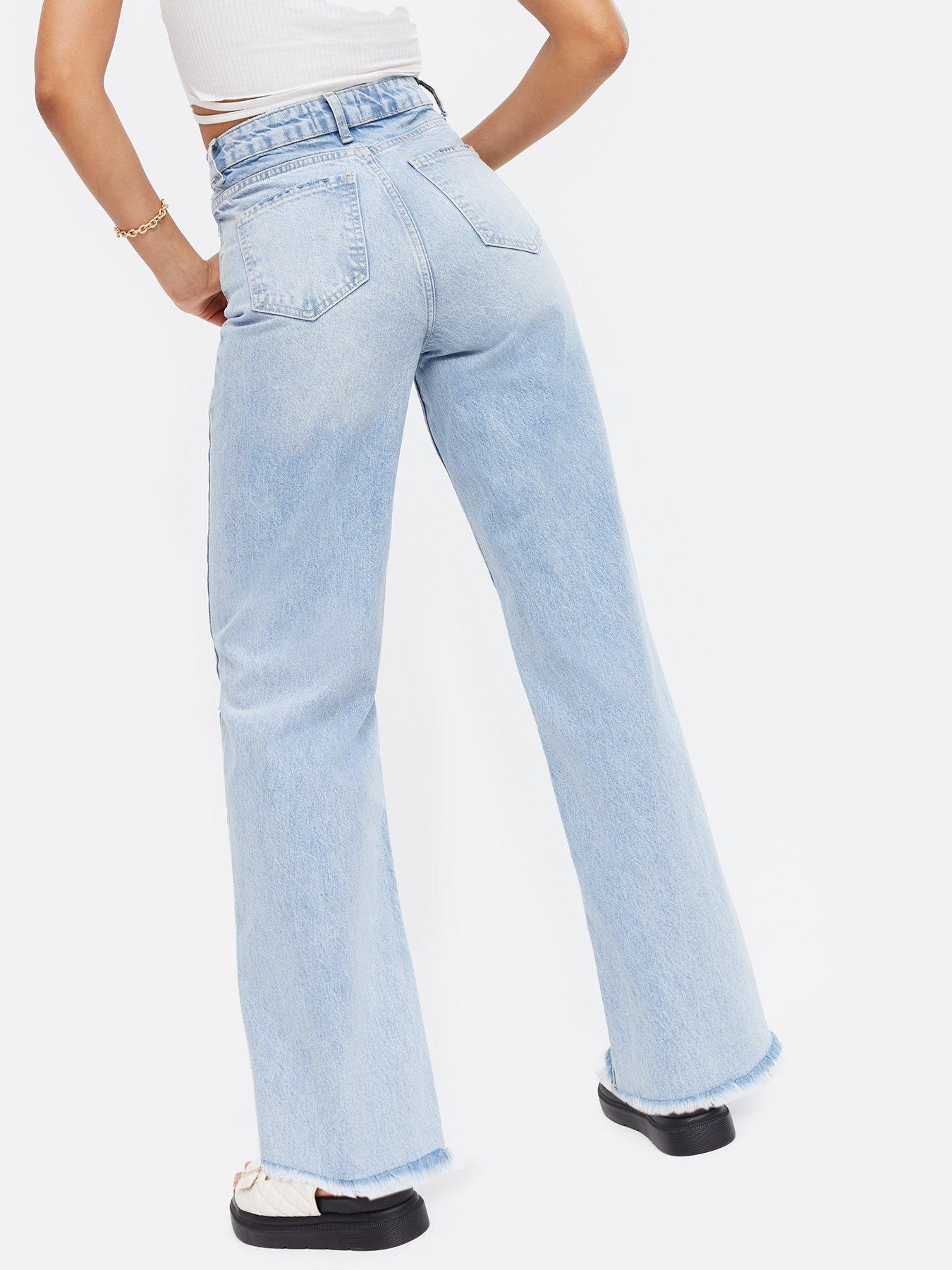 New Look Ripped High Rise Sinead Baggy Fit Jeans Pale Blue Littlewoods Com
