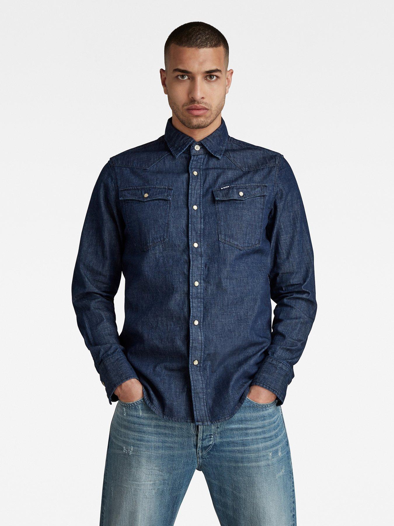 3301 Slim Fit Rinsed Wash Denim Shirt - Indigo