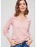  image of v-by-very-knitted-super-soft-v-neck-deep-rib-hem-jumper-pink