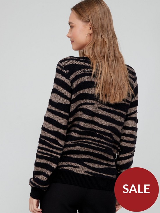 stillFront image of v-by-very-knitted-tiger-henley-jumper-monochrome