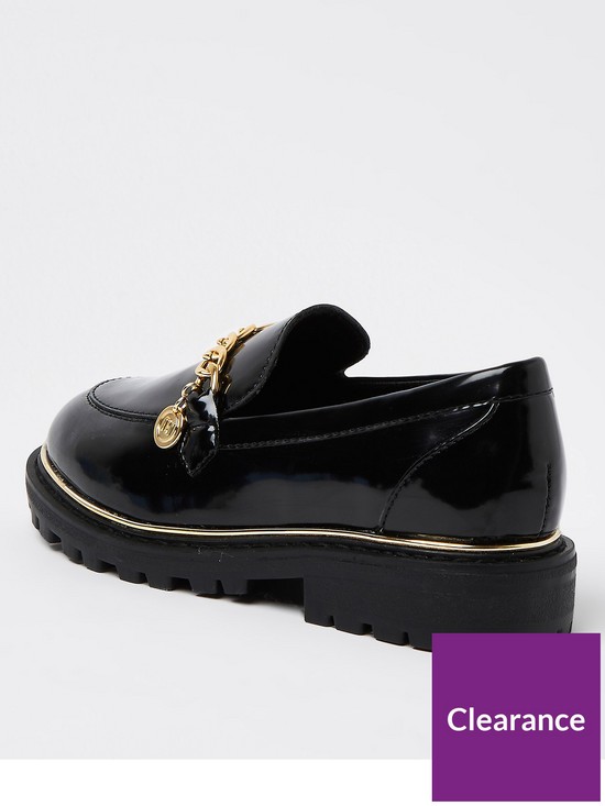 stillFront image of river-island-girls-chunky-chain-loafer-school-shoe-black