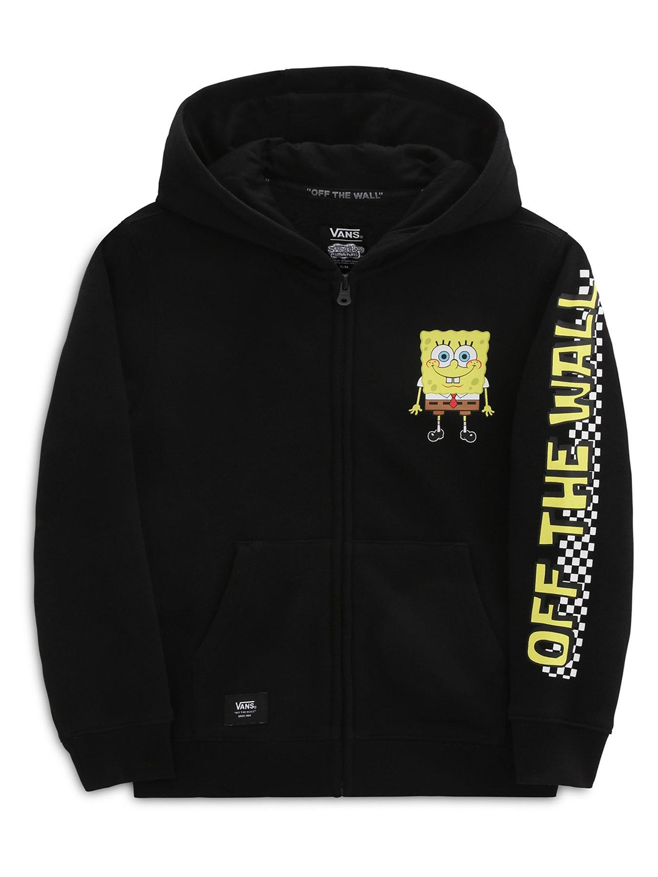 undefined X Spongebob Happy Face Kids Full Zip Hoodie - Black