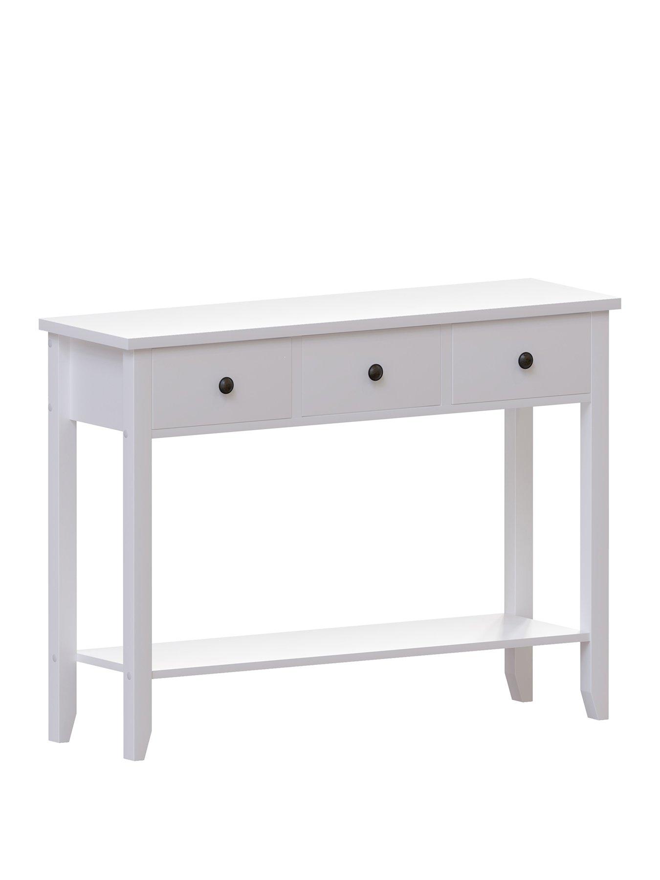  image of vida-designs-windsor-3-drawer-console-table-white