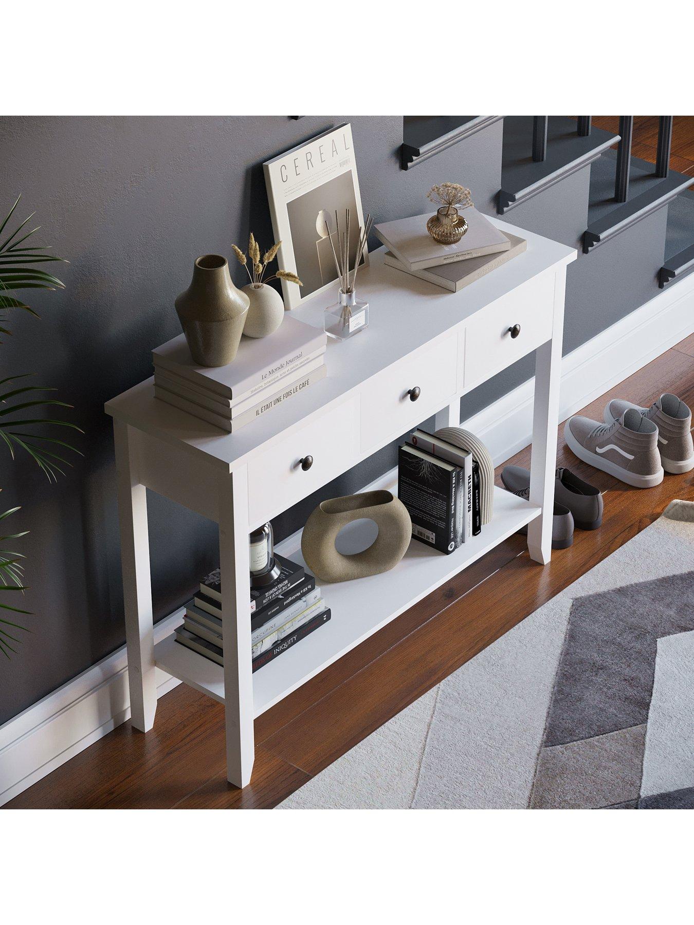  image of vida-designs-windsor-3-drawer-console-table-white