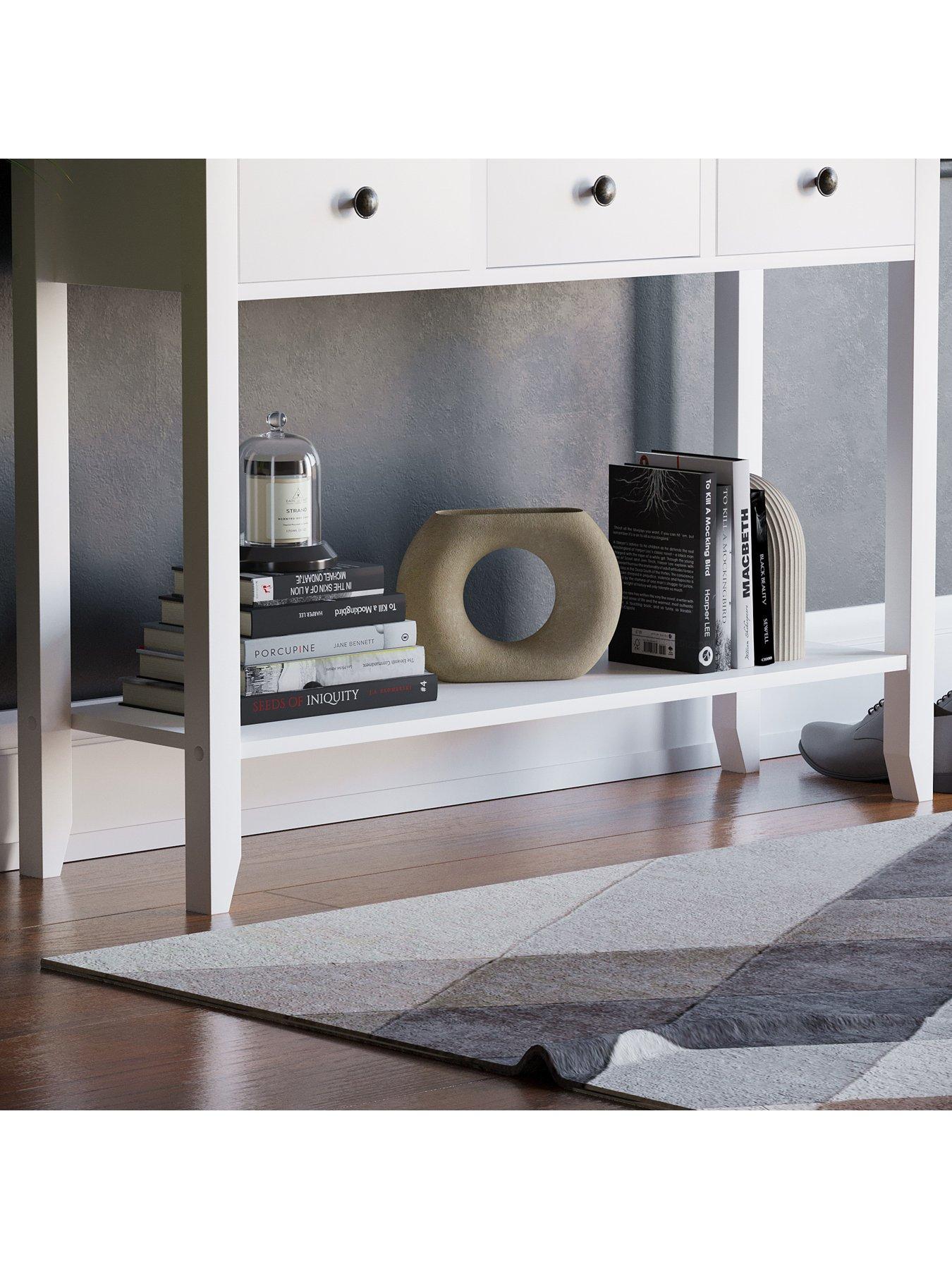  image of vida-designs-windsor-3-drawer-console-table-white