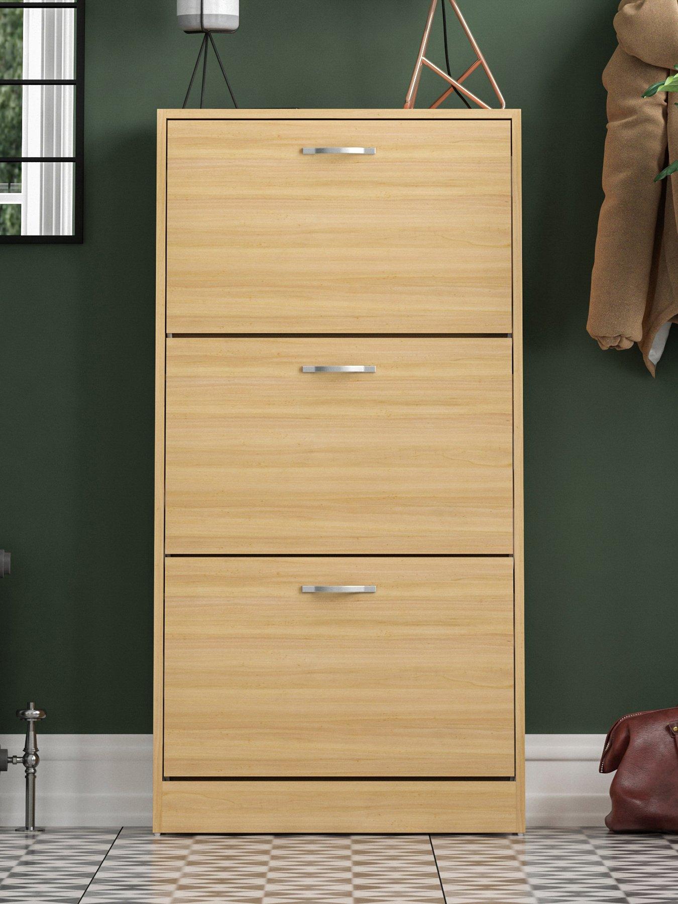 front image of vida-designs-shay-3-drawer-shoe-cabinet
