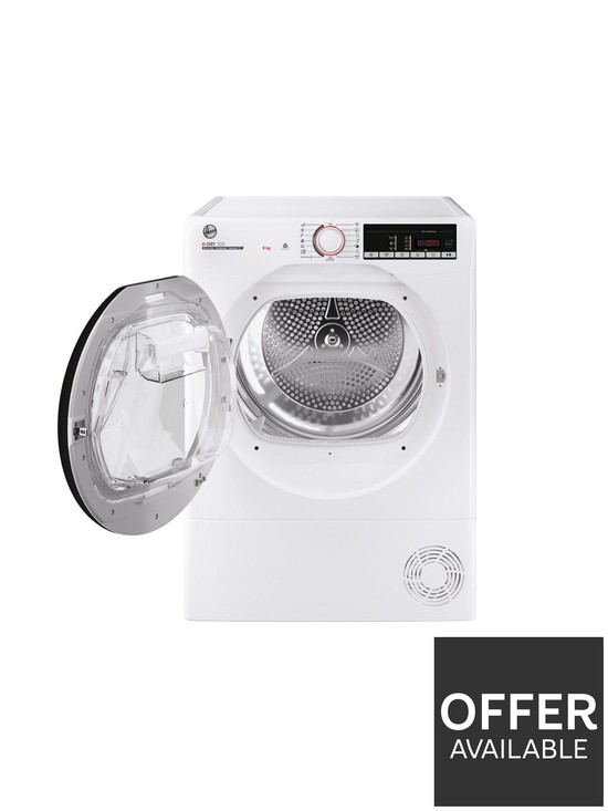 stillFront image of hoover-h-dry-300-hle-c9tce-80-9kg-condenser-tumble-dryernbspwith-wi-fi-connectivity-white