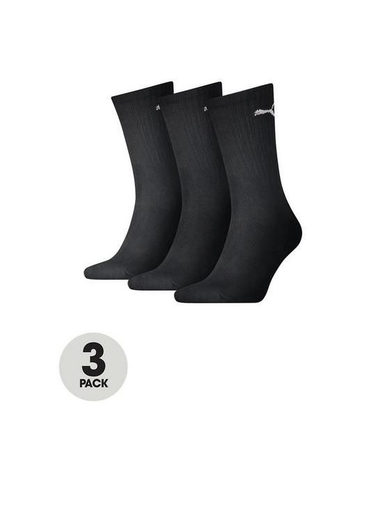 front image of puma-3-pack-ofnbspsport-socks-black