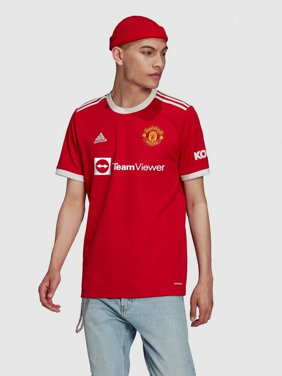 front image of adidas-manchester-united-mens-2122-home-shirtnbsp--red