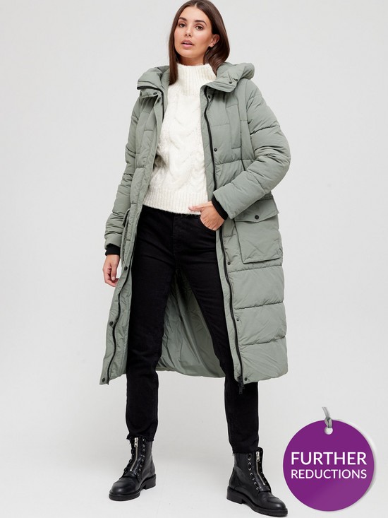front image of v-by-very-longlinenbsppadded-coat-with-sorona-paddingnbsp--sage
