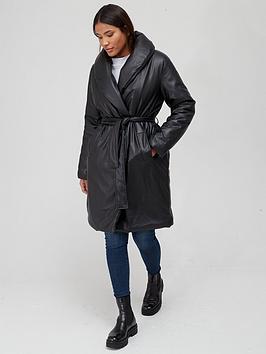 v-by-very-shawl-collar-faux-leather-coat-black