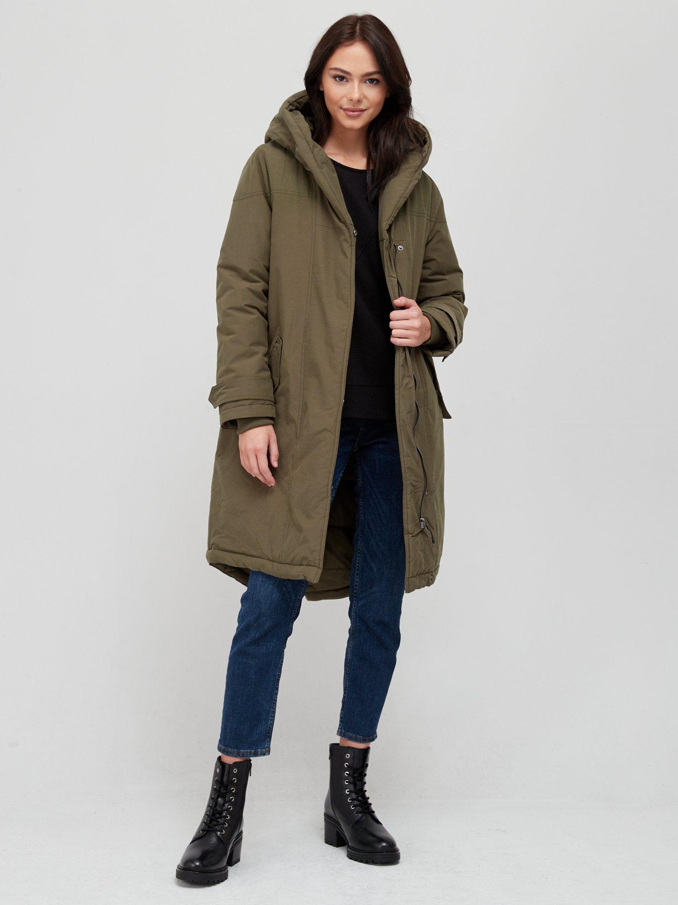 womens khaki padded parka