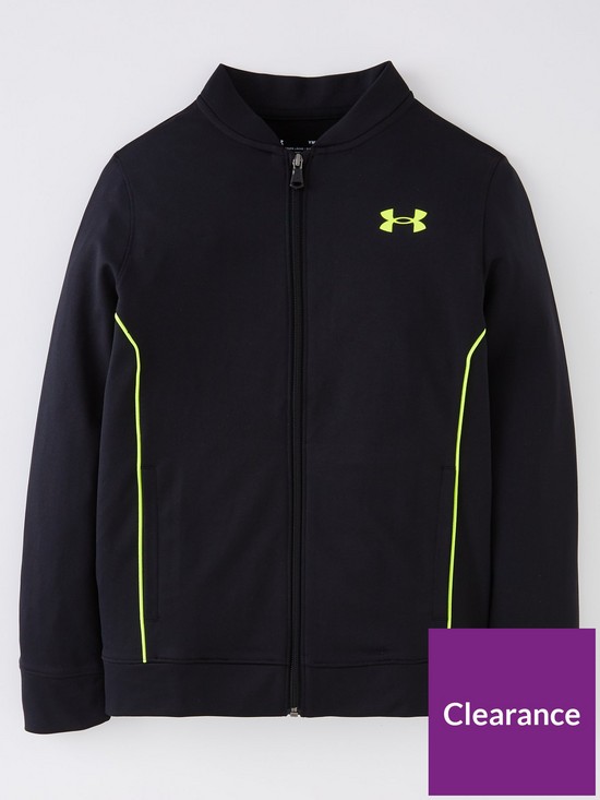 front image of under-armour-pennant-20-full-zip-track-top-blackyellow