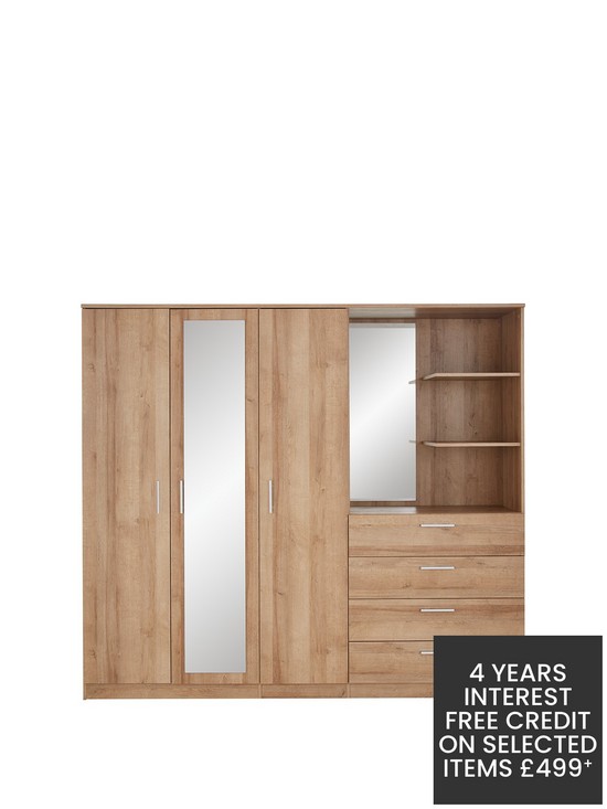 front image of everyday-panama-3-door-4-drawer-combi-wardrobe