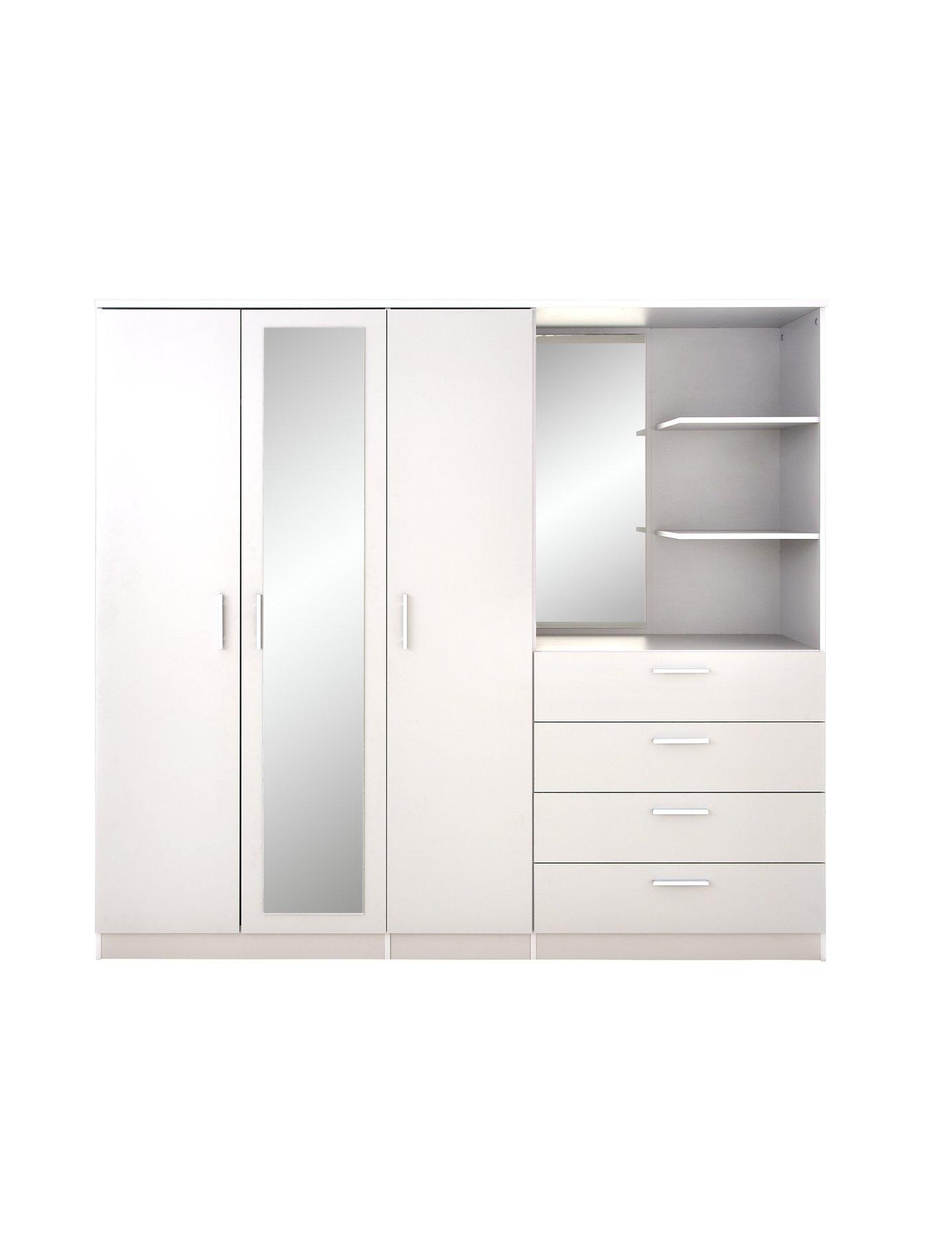 3 door 4 drawer 2024 mirrored combi wardrobe