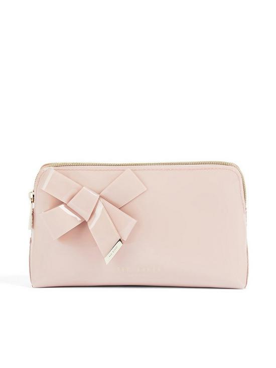 front image of ted-baker-nicolai-knot-bow-makeup-bag-pink