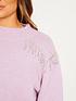  image of quiz-embellished-shoulder-knitted-jumper-purple