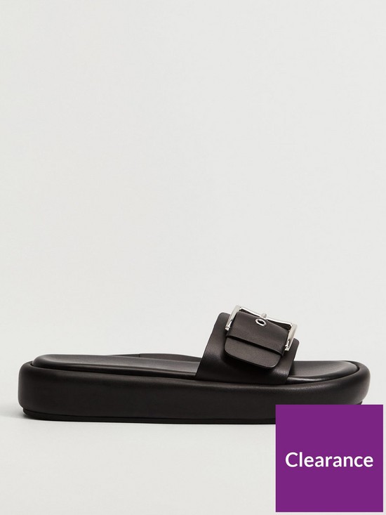 front image of mango-buckle-sandals-black
