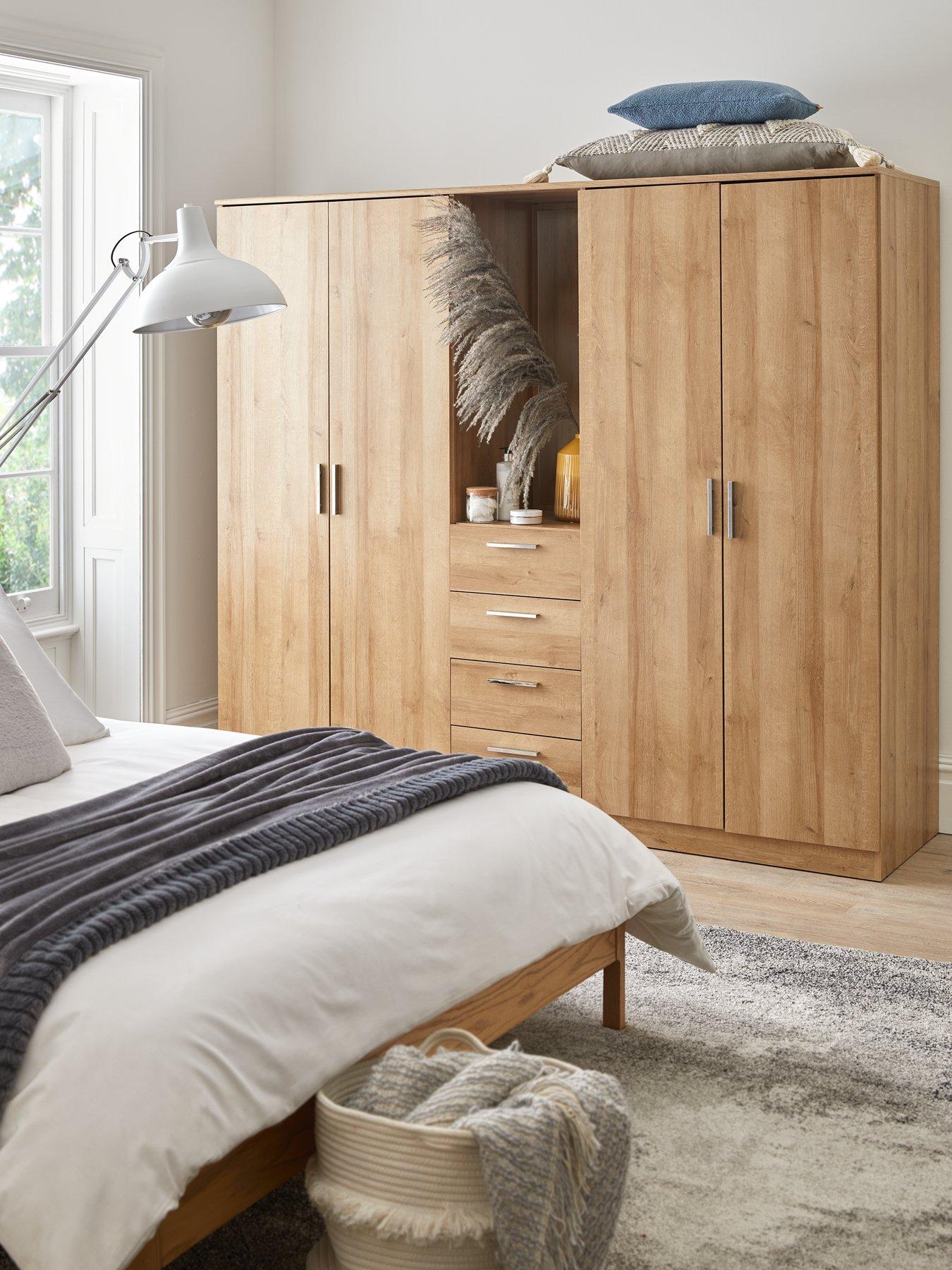 Image 1 of 7 of Very Home Panama 4 Door, 4 Drawer Combi Fitment Wardrobe with Mirror&nbsp;- FSC&reg; Certified