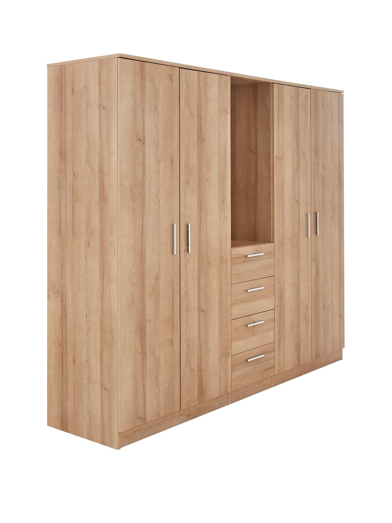  image of everyday-panama-4-door-4-drawer-combi-fitment-wardrobe-with-mirrornbsp--fscreg-certified