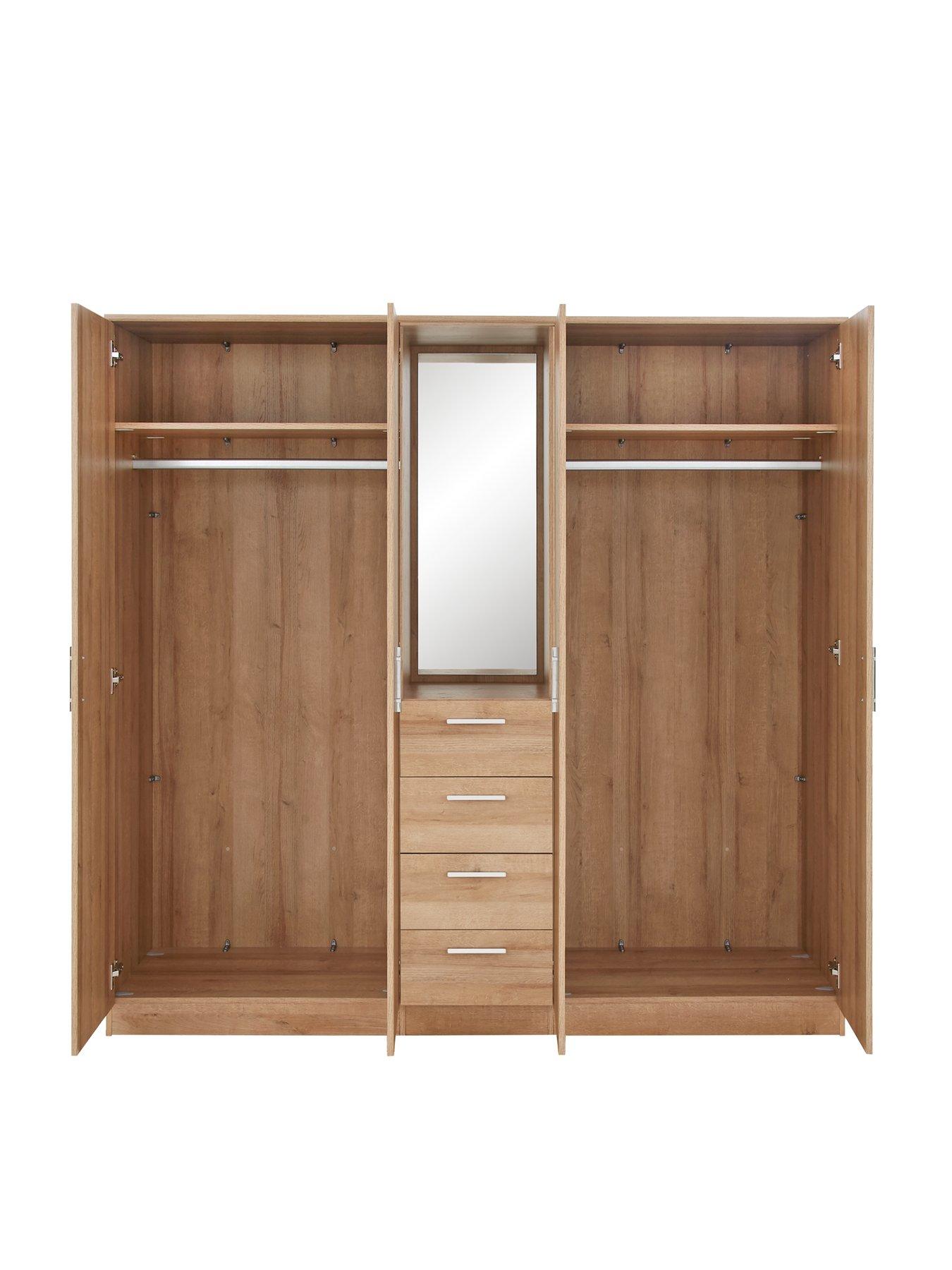  image of everyday-panama-4-door-4-drawer-combi-fitment-wardrobe-with-mirrornbsp--fscreg-certified