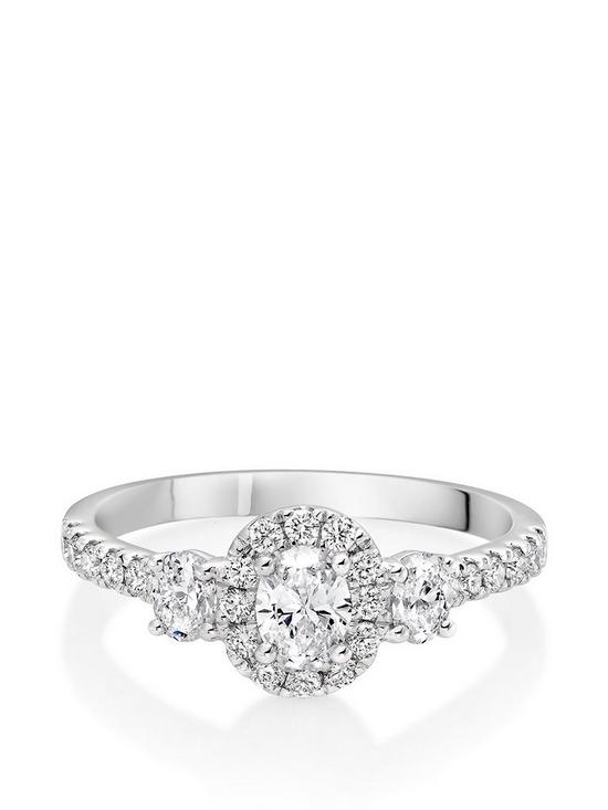stillFront image of beaverbrooks-platinum-diamond-oval-cut-halo-three-stone-engagement-ring