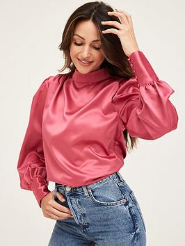 michelle-keegan-satin-high-neck-blouse-pink