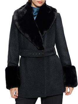 ted-baker-ted-baker-llotie-belted-coat-with-faux-fur-collar-and-cuffs