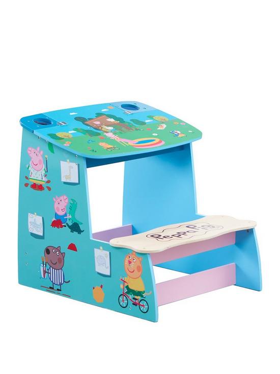 front image of peppa-pig-wooden-play-desk
