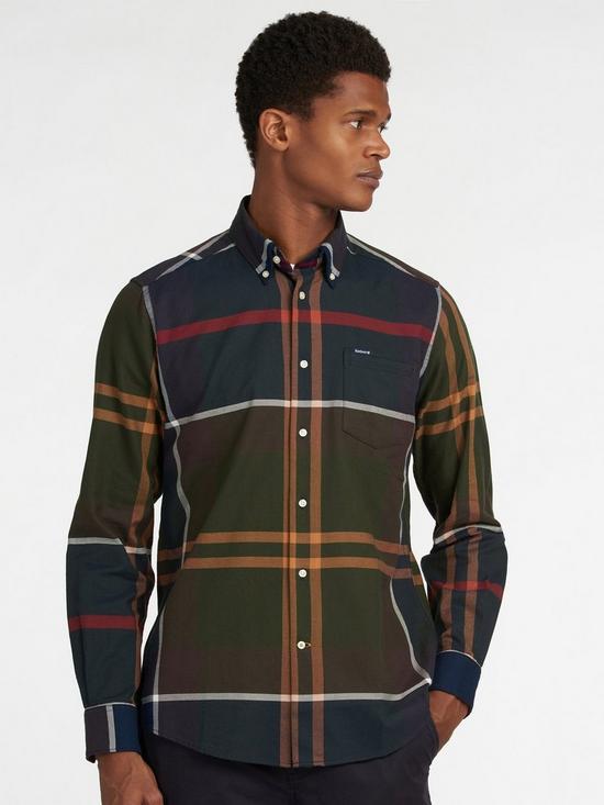 front image of barbour-dunoon-tailored-shirt-green