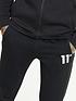  image of 11-degrees-mixed-fabric-cut-and-sew-printed-skinny-fit-joggers-black