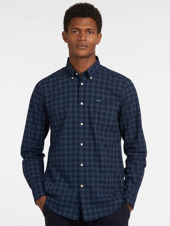 front image of barbour-lomond-tailored-shirt-blue