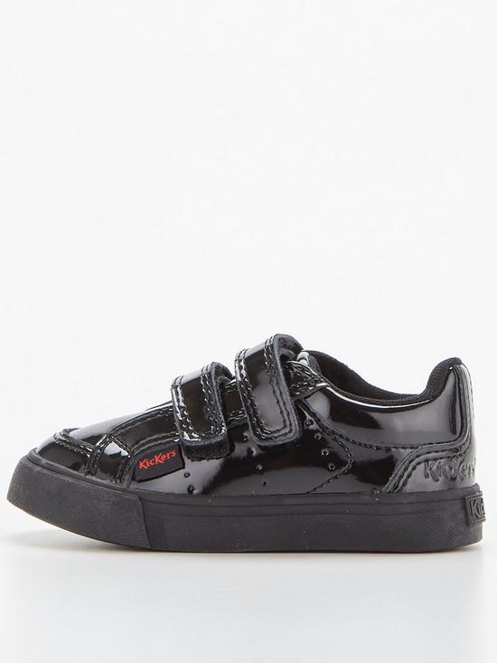 front image of kickers-tovni-twin-velcro-patent-trainer-black