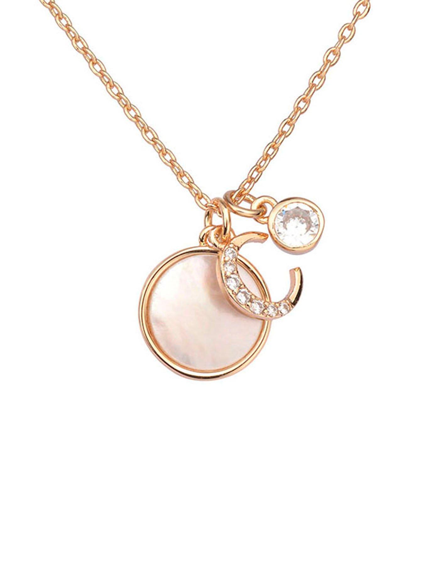 Image 4 of 7 of Treat Republic Initial Necklace With Mother Of Pearl And Crystal - Rose Gold