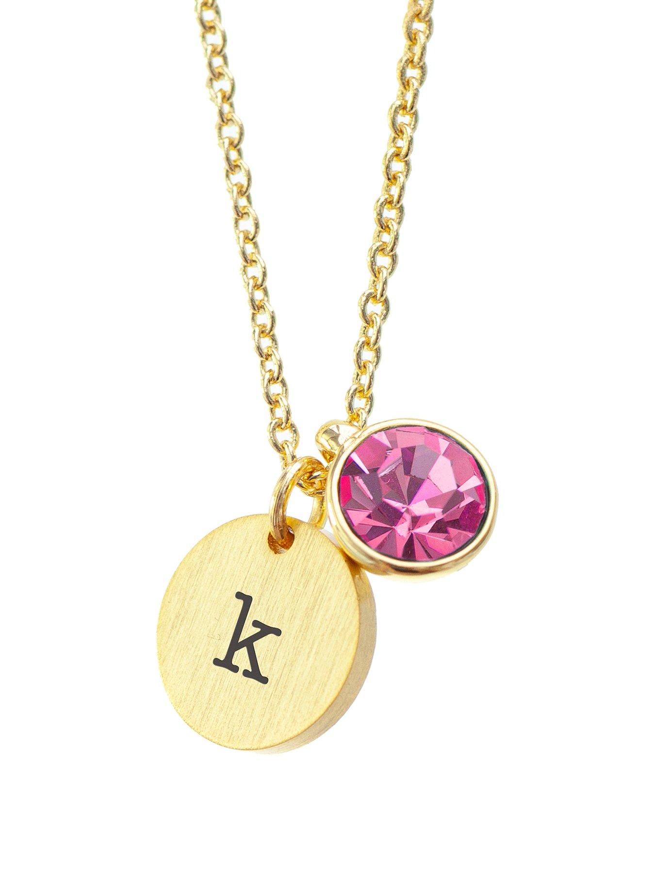 Treat Republic Personalised Birthstone Crystal and Disc - Gold
