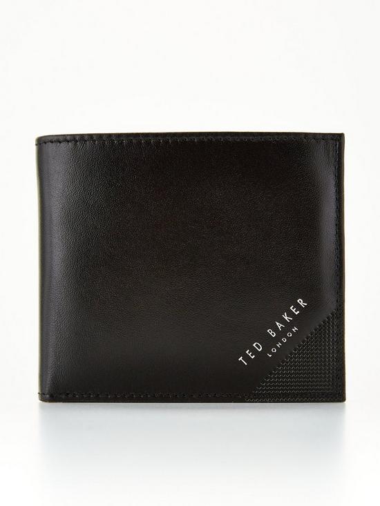 front image of ted-baker-leather-bifold-wallet-black
