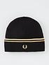 fred-perry-twin-tipped-merino-wool-beanie-blackchampagnefront