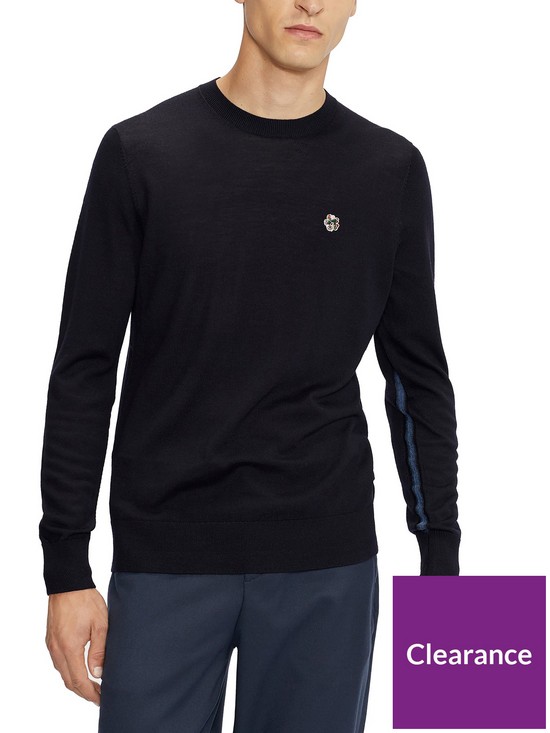 front image of ted-baker-knitted-crew-neck-jumper-navy