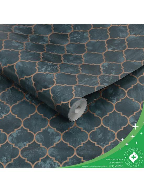 stillFront image of contour-tegula-anti-bacterial-teal-wallpaper