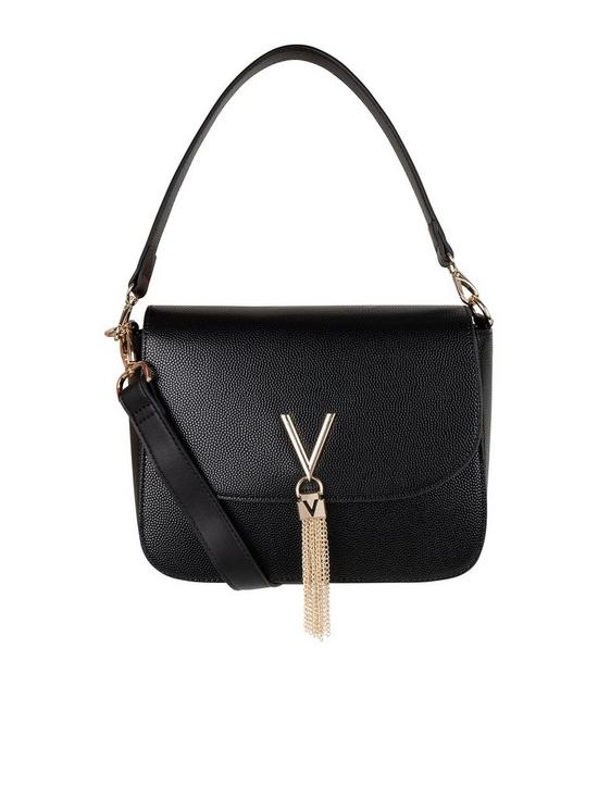 front image of valentino-bags-divina-shoulder-bag-black