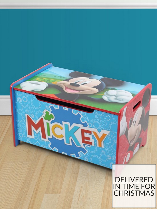 front image of mickey-mouse-deluxe-wooden-storage-boxbench