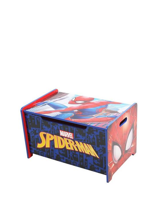 front image of spiderman-deluxe-wooden-storage-toy-boxstorage-bench