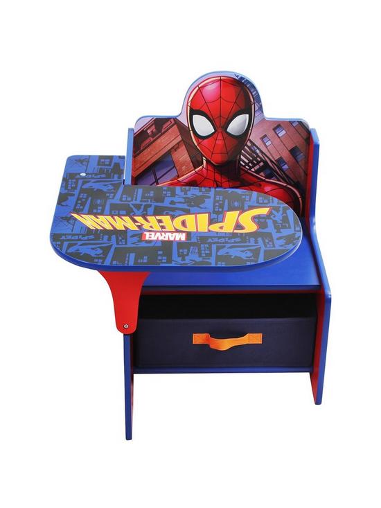 front image of spiderman-chair-desk-with-storage-bin